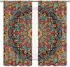Hippie Mandala Vorhänge, Indisches Medaillon Trippy Boho Paisley Ästhetische Kunst Dekoration Bunte Orange Fensterbehandlung Für