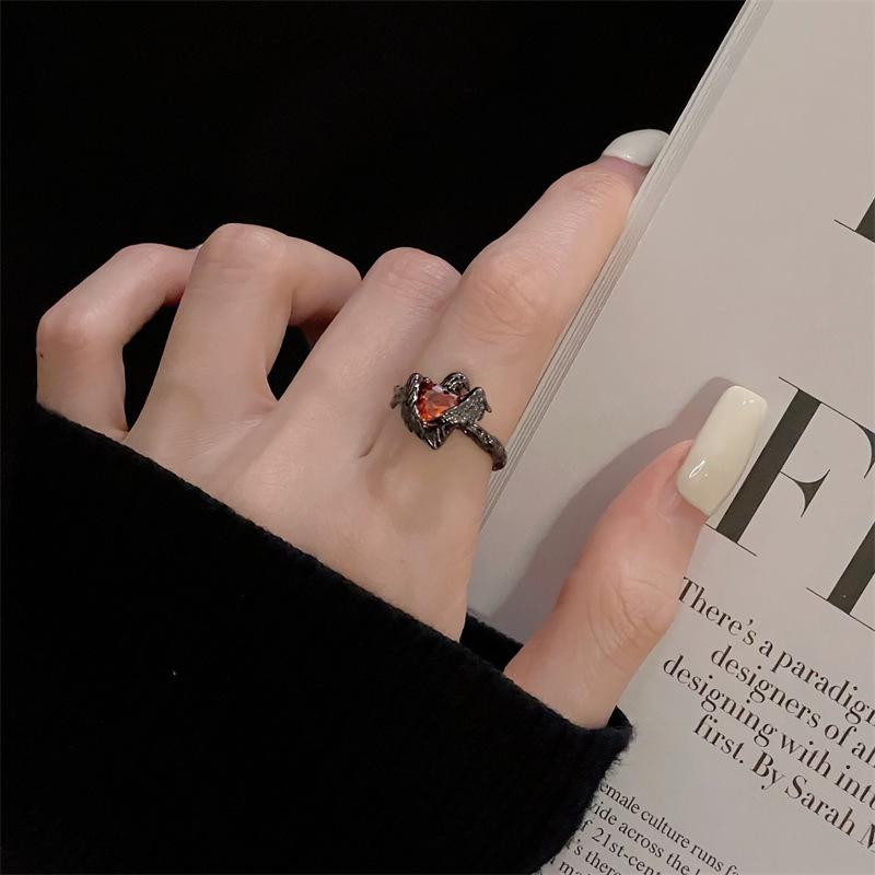 Punk Dark Style Unique Design Open Ring Female Niche Fashion Sweet Cool Babes Retro Personality Accessories