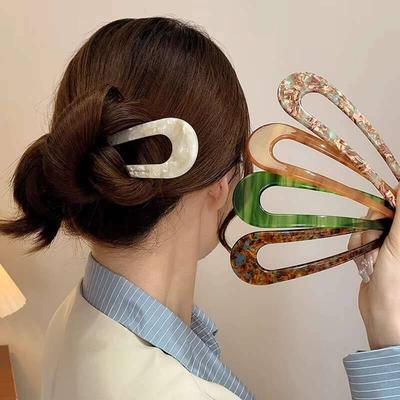 Mode Elegant Marmor Muster Haarnadel Für Frauen Acryl U Form Haarstab Haarschmuck Accessoires Schmuck Haarspangen Schmuck