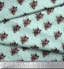 Soimoi Green Poly Crepe Fabric Geometric & Rose Floral Printed Fabric 1 Yard 42 Inch