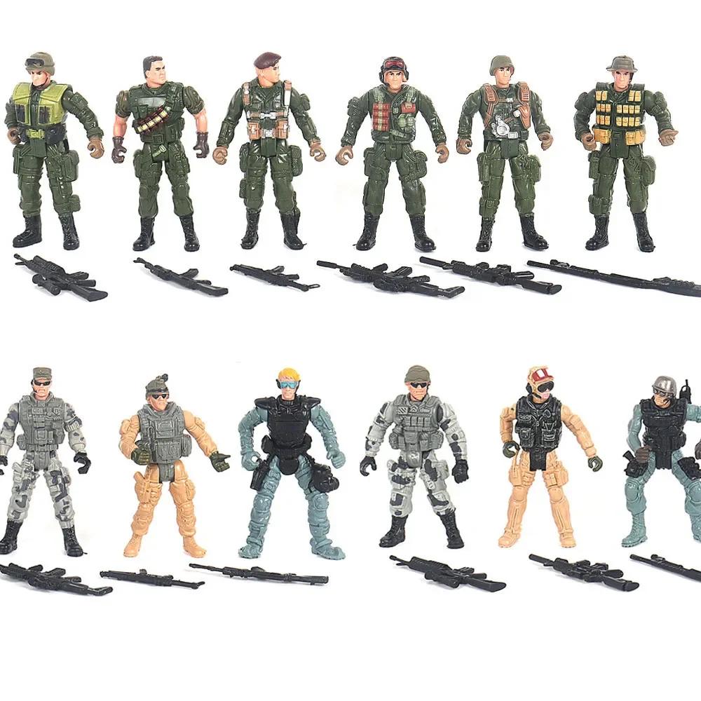 6/12Pcs Warrior Elite Force Military Action Figure Playthings with Weapons 10cm Terrorist SWAT Team Soldiers for Children Playing Present