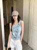 Summer New Sweet and Spicy Denim Sling Vest Female Slim and Thin Asymmetrical Design Temperament Top