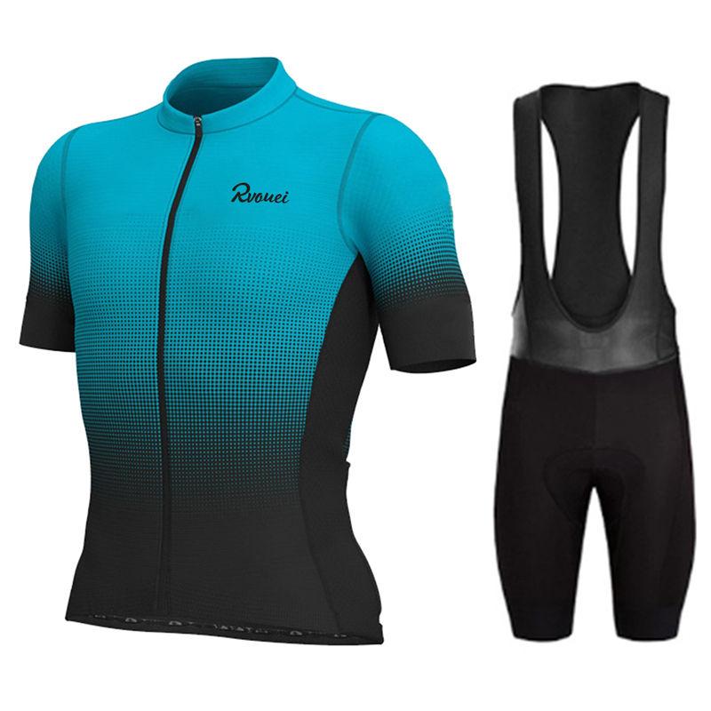 Rvouei Team Cycling Jersey Set Summer Bicycle Suit Quick Drying Bib Shorts Clothes Mtb Maillot Ropa Ciclismo Mountain Bike Wear