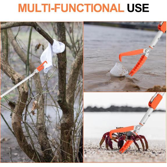 Kalkal 60" Snake Grabber Tool, Professional Aluminum Alloy Telescopic Rattle Snake Tongs, Reptile Grabber Snake Catcher Wide Jaw Pick-up Handling