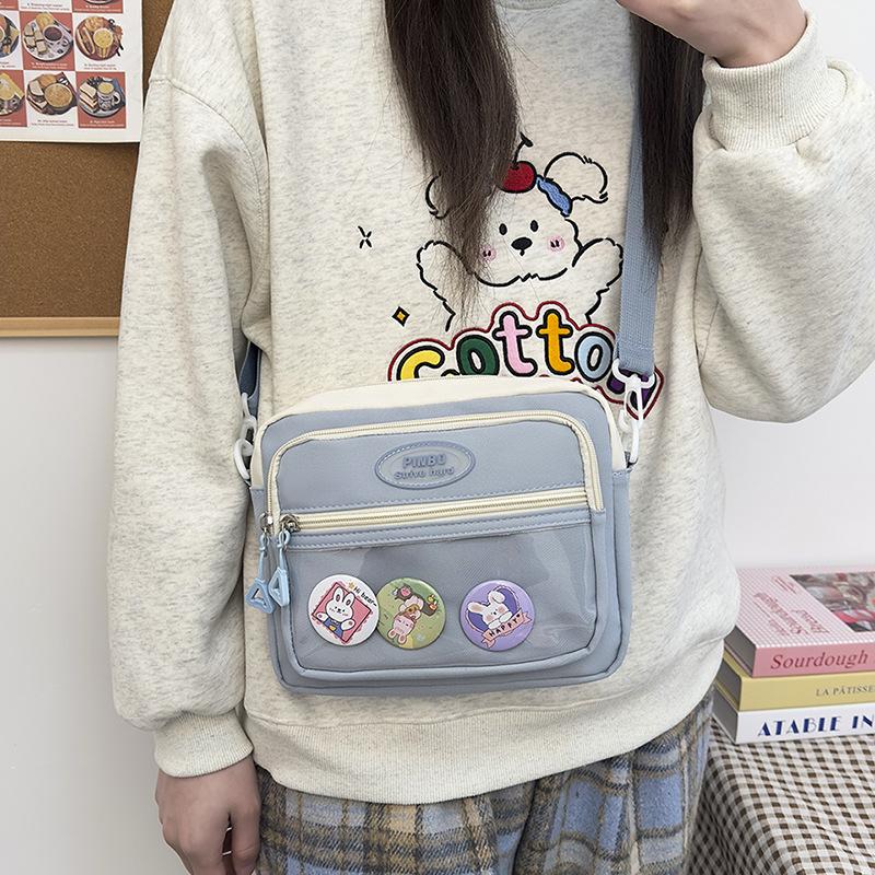 Small Square Bag Popular Pain Bag Women's Bag 2025 New Shoulder Bag Korean Version Sweet Contrasting Color Messenger Bag Nylon Cloth