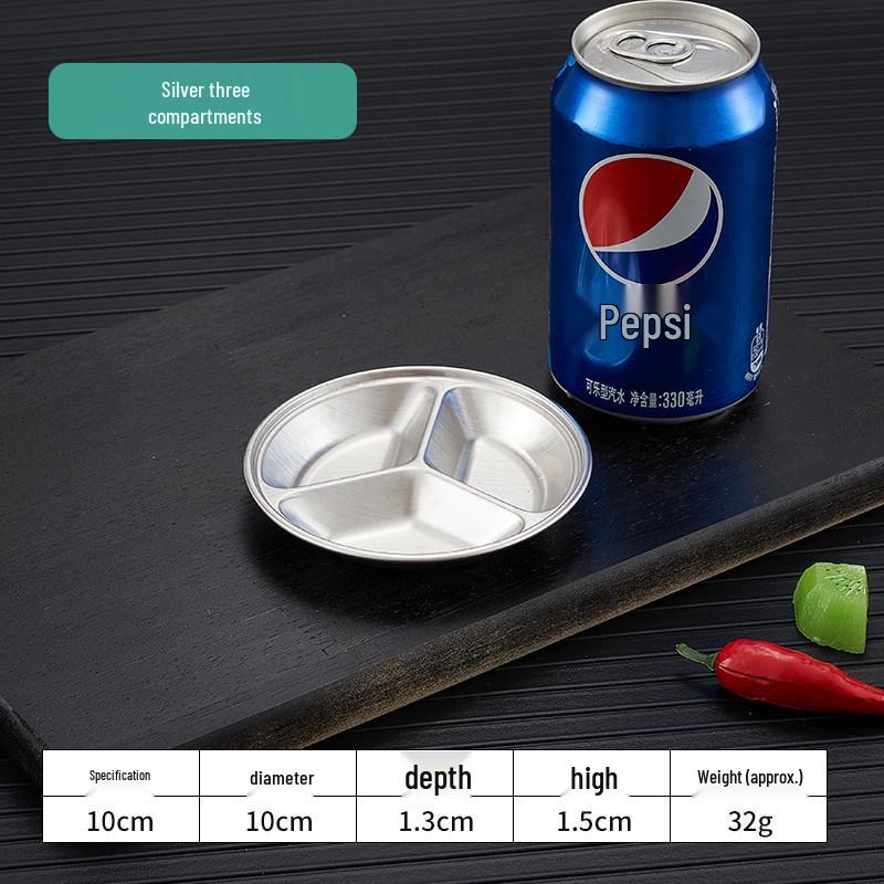 Korean Style Stainless Steel Compartmented Condiment and Snack Plate for Kids