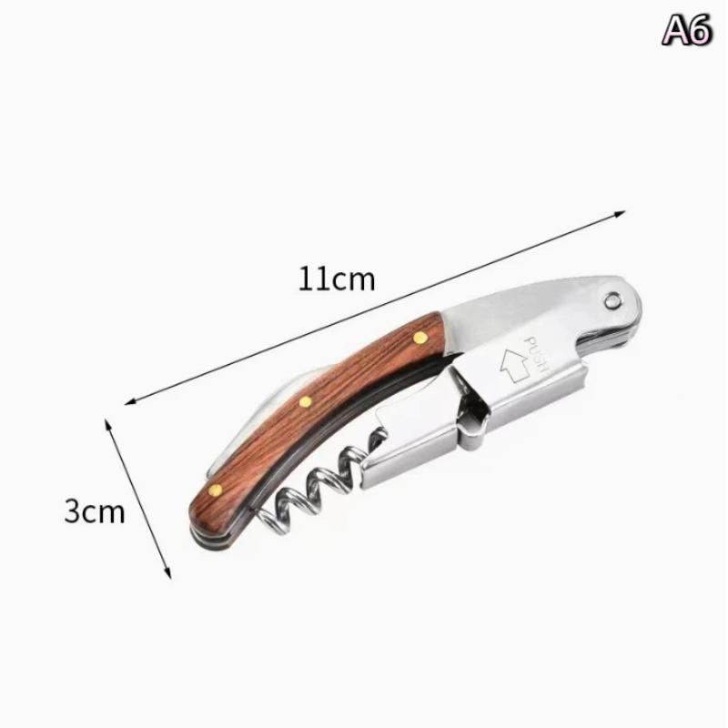 Herramienta Plegable Portátil de Madera y Acero Inoxidable Cuchillo Sacacorchos Abrebotellas de Vino Tinto Herramienta Multifuncional para Exteriores Accesorios de Bar