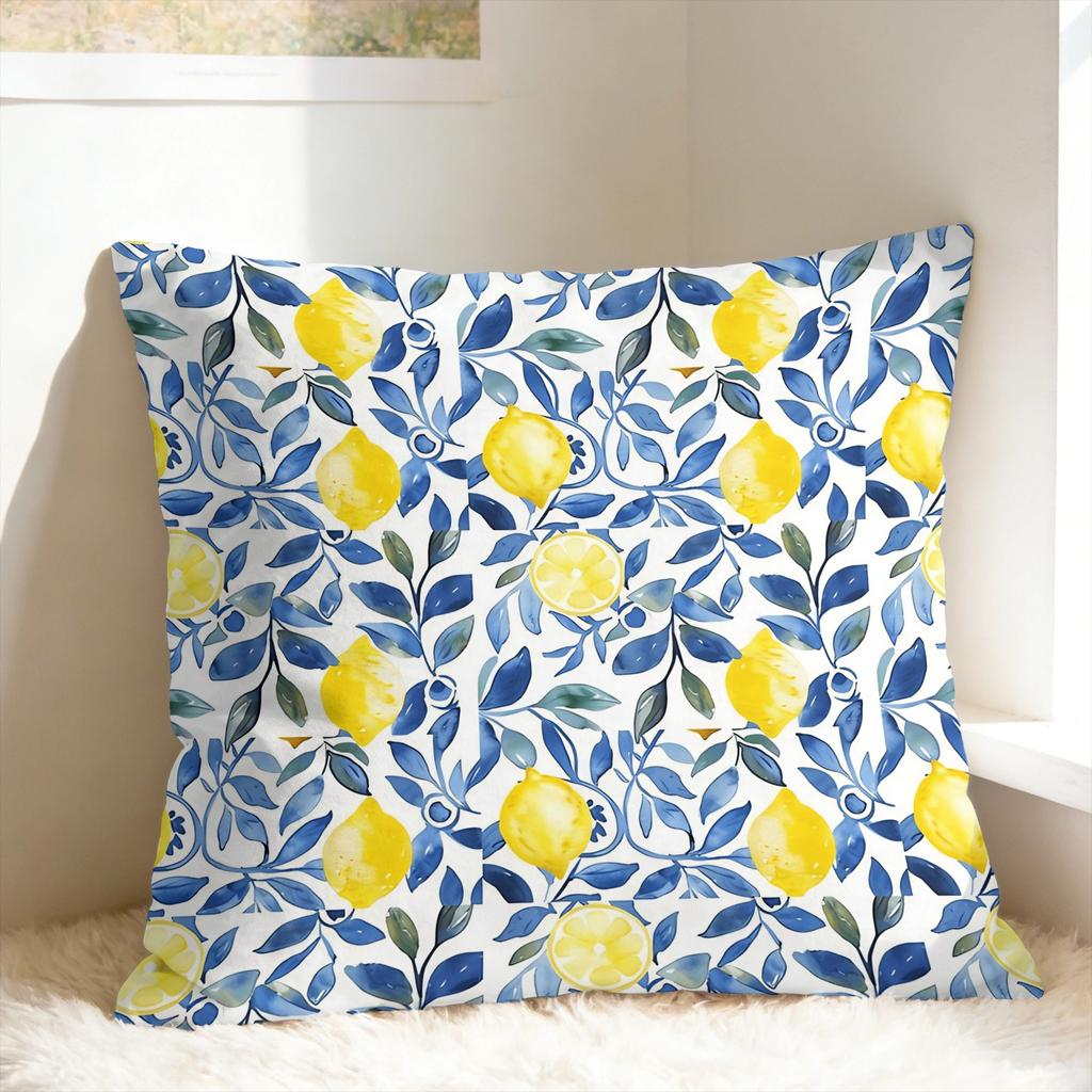 Lemon and Blue Pattern Pillow Case Soft Pillow Cover For Sofa Car Home Decor Novelty Cushion Cover
