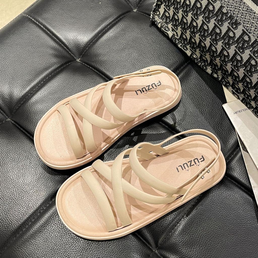 Summer New Flat-soled Sandals Women's Small Fragrant Style Fashion Casual Soft-soled Lightweight Cool Slippers Vacation Seaside Beach Shoes