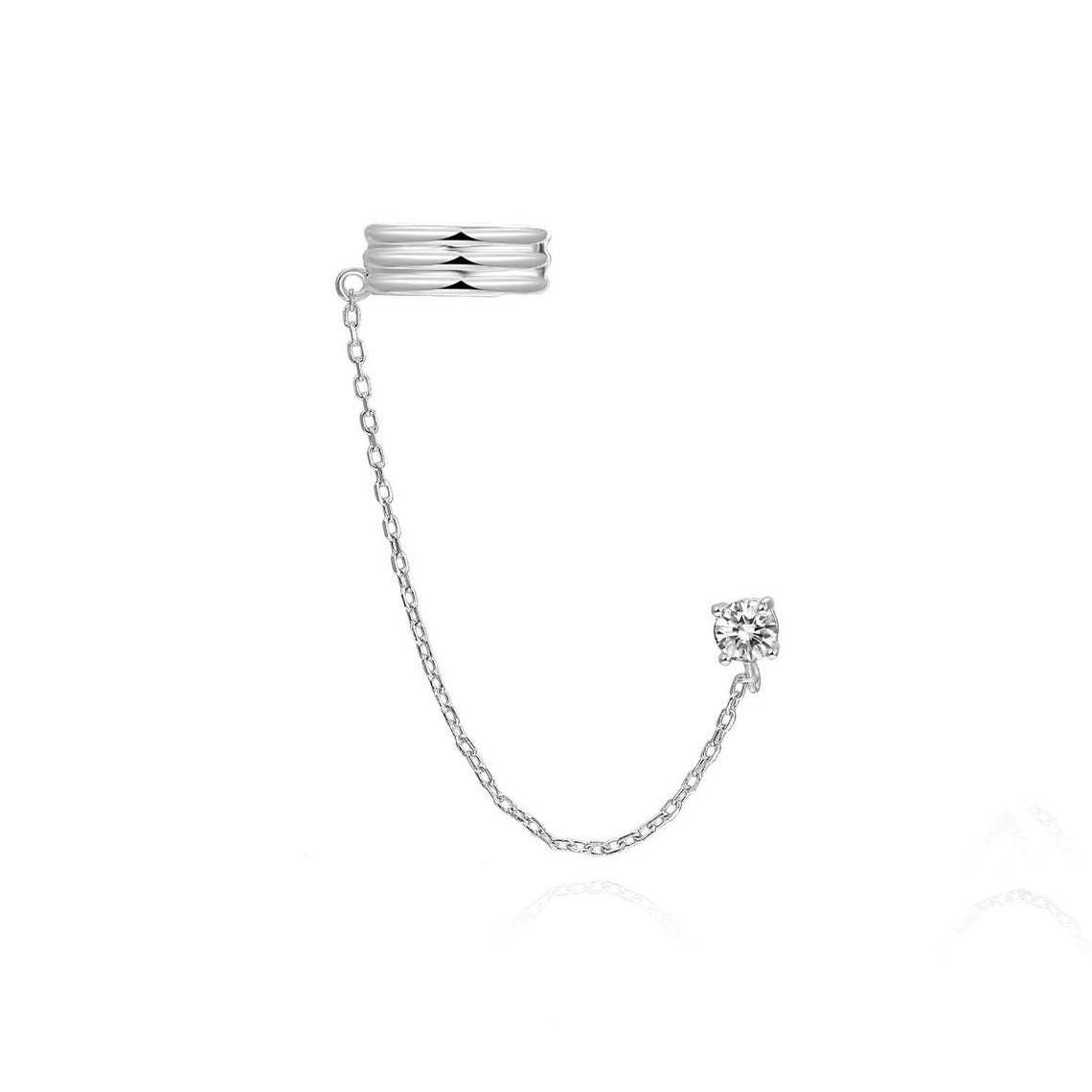 

1 шт. модные серьги-цепочки из нержавеющей стали с двойным пирсингом для женщин, корейские серьги-гвоздики с цветочным цирконием, модные украшения