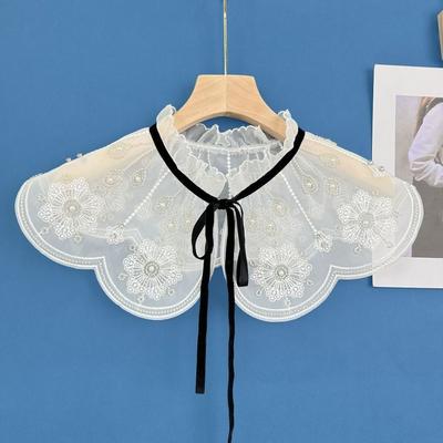 Shawl Wrap Decoration Lace Fabric Fake Collar Hollow DIY Detachable False Collar Ladies Cape Women Girls