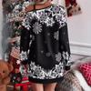 Christmas Long Sleeved Diagonal Shoulder Dress for Women