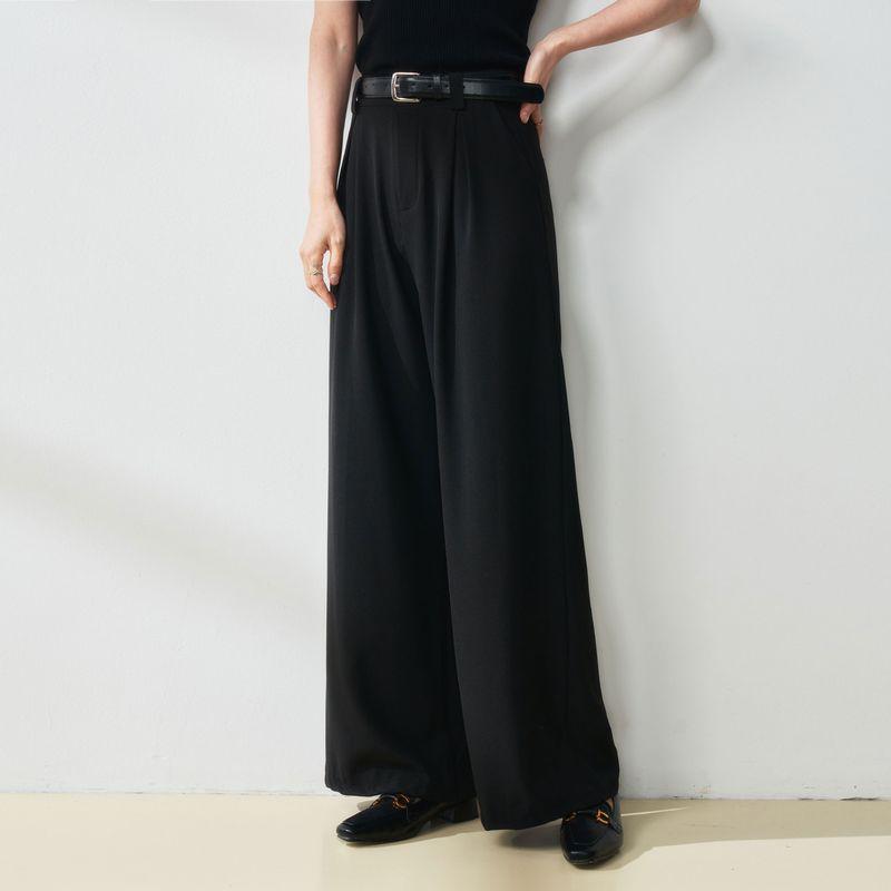 

Новые брюки женские [Стройнящие ноги Ван] Повседневные Универсальные Свободные Драпирующиеся Прямые Длинные Брюки Костюмные Женские Black M