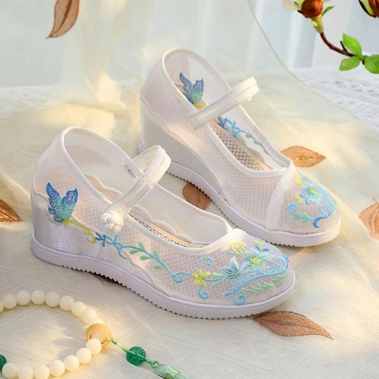 

Мода Восточное Настроение Прозрачные - Сетчатые Вышитые Клинья | Ремешок с Пряжкой Ханфу - Подходящие Обувь в Древнем Стиле Гочао 34 белый