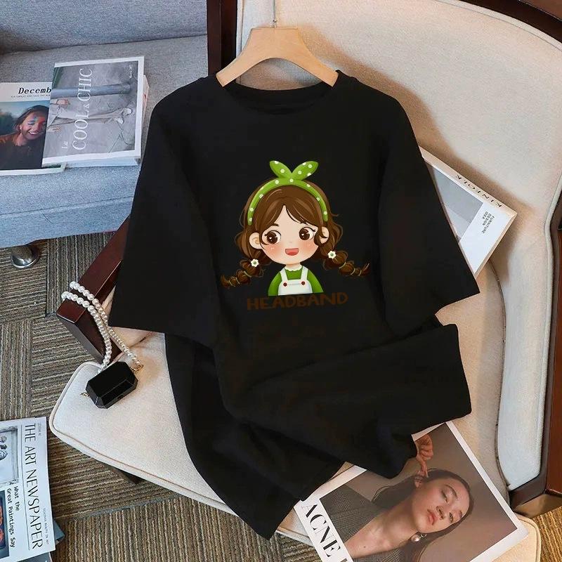 Tricou cu mânecă scurtă din bumbac pur, alb, pentru femei, de vară, nou, de dimensiuni mari, design lejer, imprimat, subțire, cu mânecă jumătate