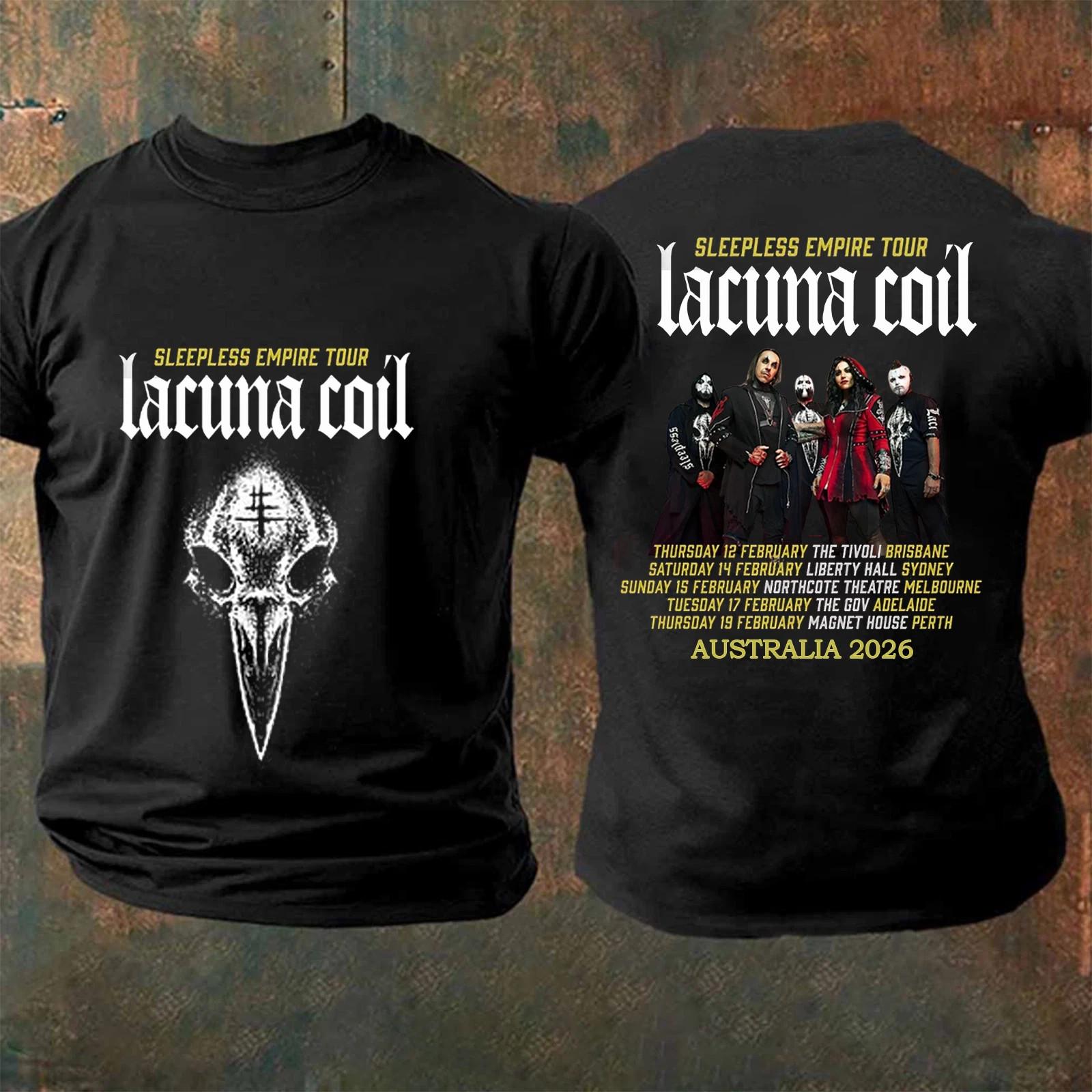 Lacuna Coil World Tour 2026 Australia With Tour Dates TShirt Unisex T-Shirt L