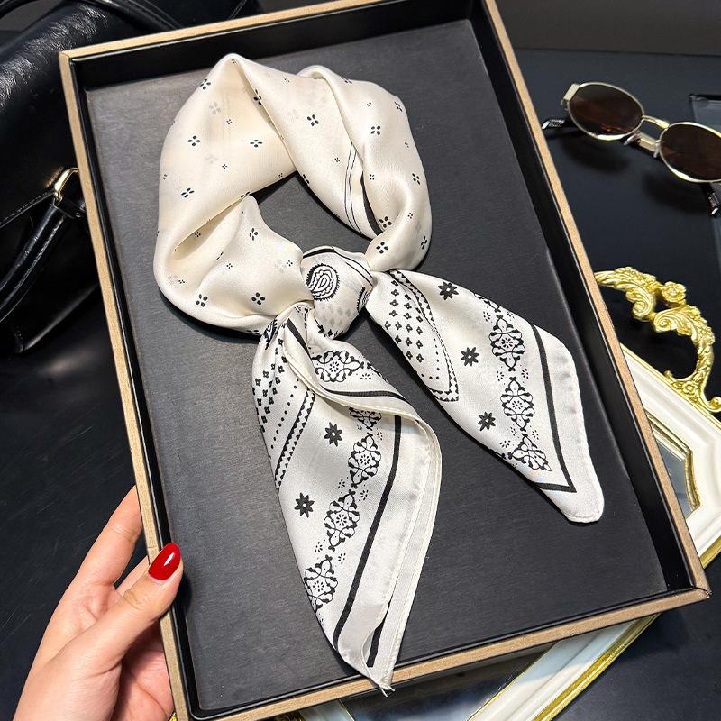 70cm Square Women's Scarf 1 PC Satin Bandanna Bag Scarf Head Band Fashion Paisley Print Hair Shawl Wrap Female Neckerchief Hijab