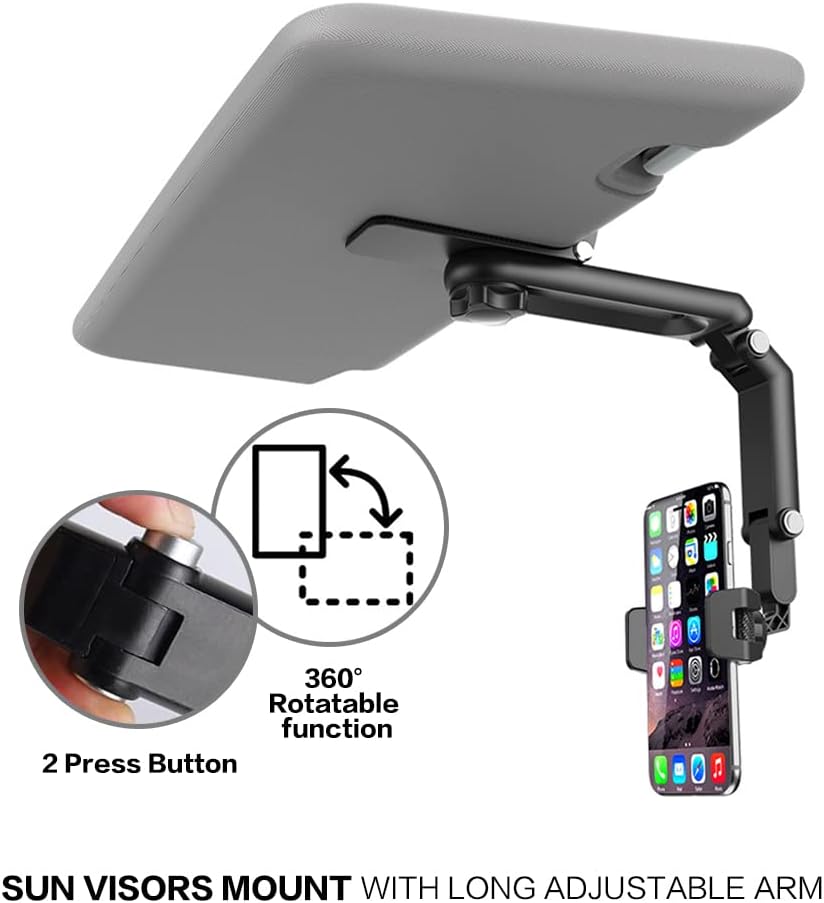 Sun Visor Phone Holder for Car Multifunctional 360° Rotating Sun Visor Cell Phone Holder with /Samsung/Android