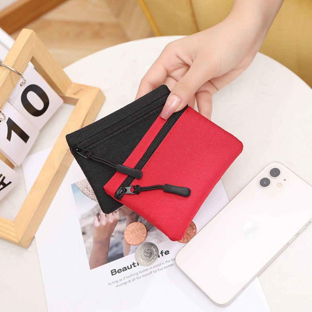 Solid Color Kid Storage Pouch Money Pocket Mini Coin Purse Unisex Zipper Canvas Coin Key Bag