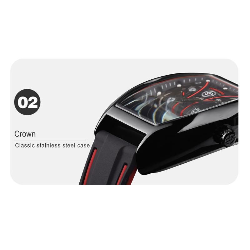 Forsining Men Fashion Motorcycle Street Hipster Hollow Mechanical Watch