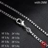 925 Silver 2MM Flat Necklace Chain For Women Men Fashion Wedding Party Jewelry Gift