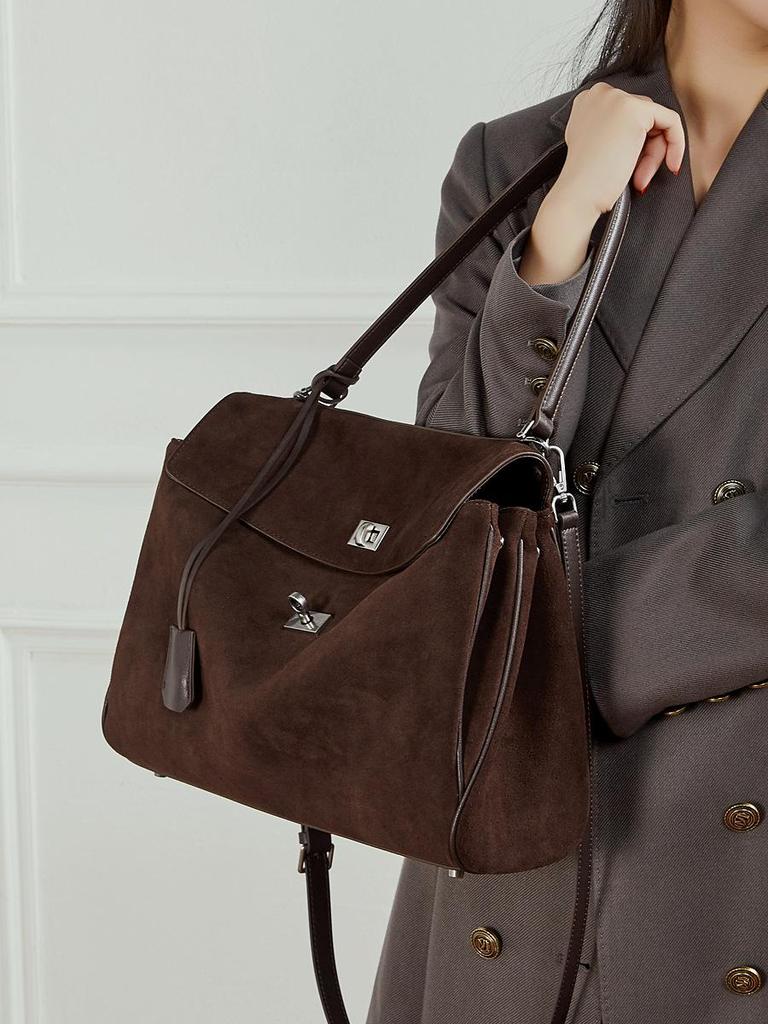 2026 Grote Capaciteit Mat Koeienhuid Dames Crossbody Schoudertas Zachte Suède Draagtas Luie Stijl
