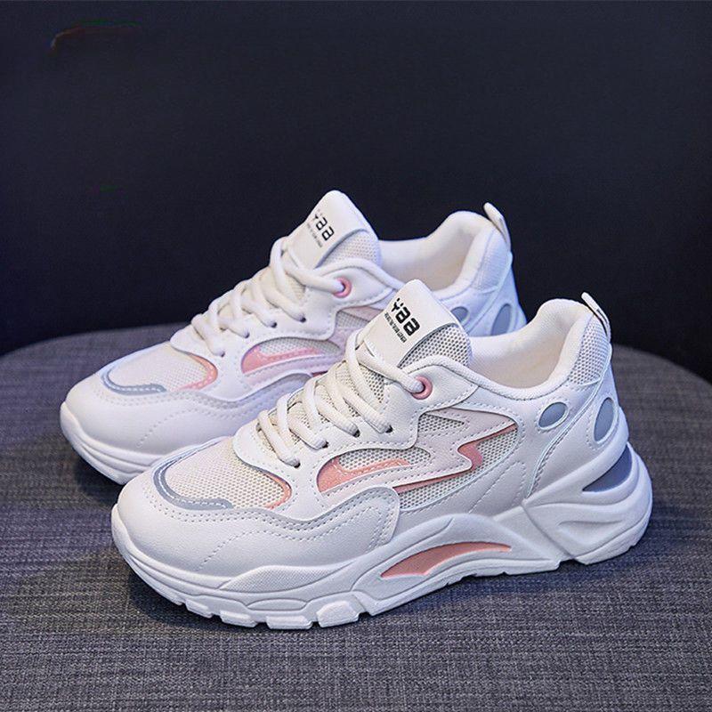 

Женские кроссовки Dad Shoes Модные весенне-осенние новые сетчатые дышащие универсальные повседневные белые спортивные женские кроссовки 40 розовый