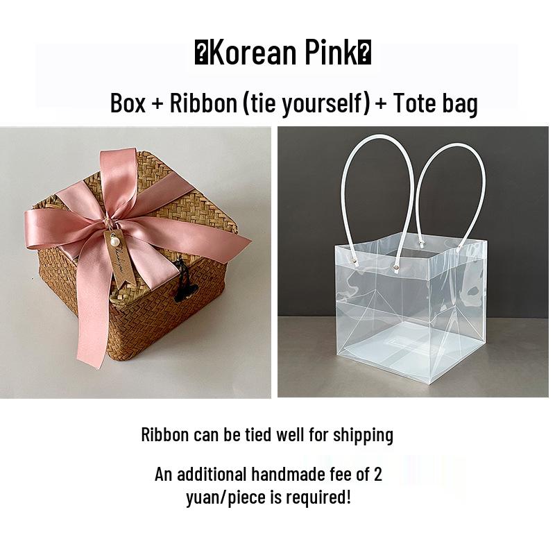 Square Handwoven Bamboo Gift Basket with Lid - High-end Candy Box and Wedding Favor