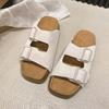 Silver burst pattern platform slippers cork buckle fashion shoes cool slippers summer wear beach shoes