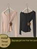 Women's Autumn Modal Ribbed Top: Round Neck, Long Sleeve, Rolled Hem, Base Layer T-Shirt