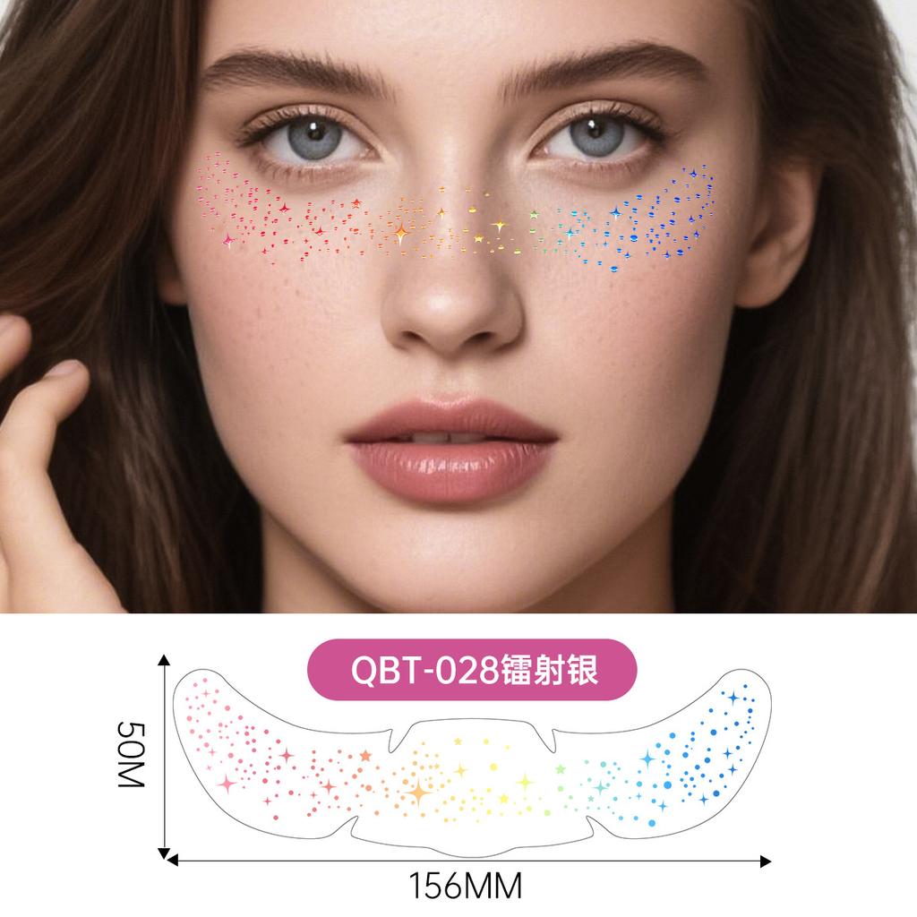 Hot Silver Laser Temporary Facial Tattoo Stickers for Parties and Masquerade Made of White Paper