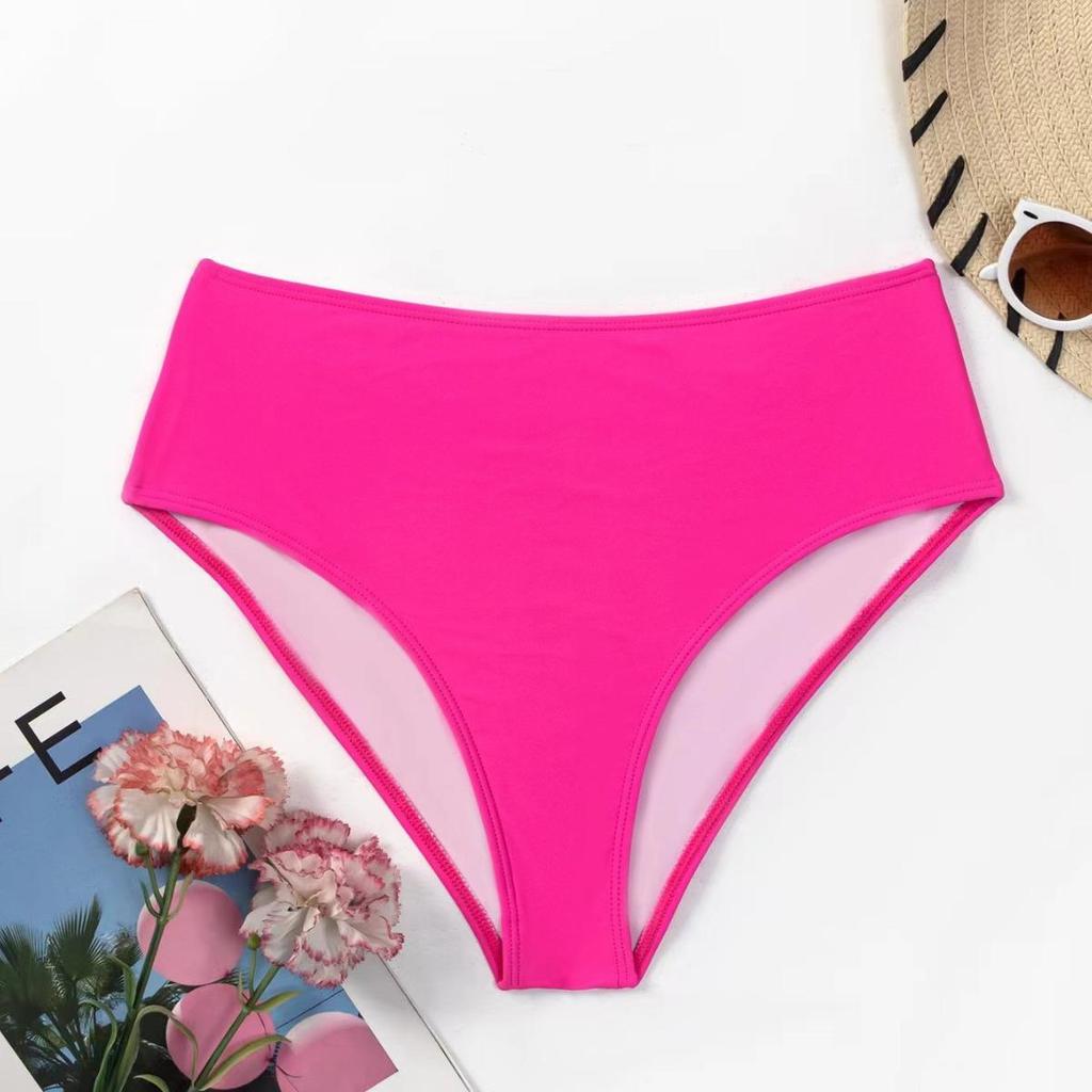 High-Waist Solid Color Bikini Swim Bottoms - Pure Desire Style