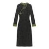 Plus Size Chinese Style Dark Jacquard Spring 2025 Retro Long Dress