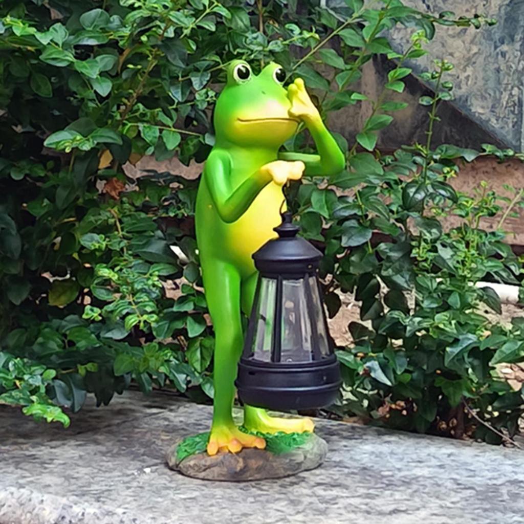 Outdoor Solar Light Waterproof Resin Frog Sculpture Lighting Frog Figures With Lighting for Lawn Yard Garden Patio Walkway