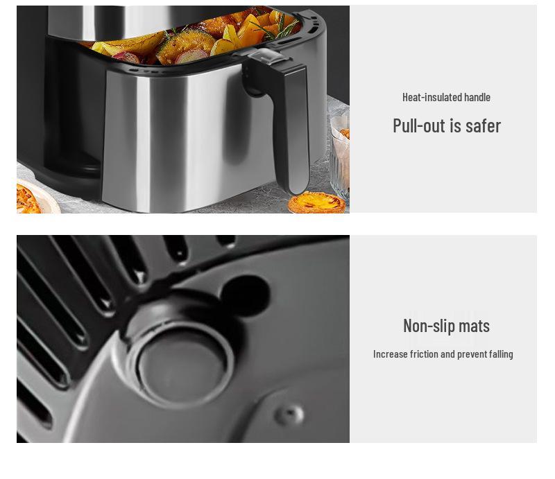 8L Large-Capacity Stainless Steel Air Fryer with Smart Multifunctions and Double Pot