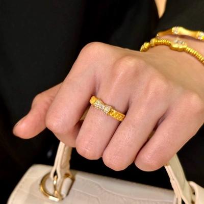 Handgefertigter gebürsteter Schleifenring, Gewebtes, diamantbesetztes Nischen-Design, Leichter Luxus, Ring mit High-End-Temperament