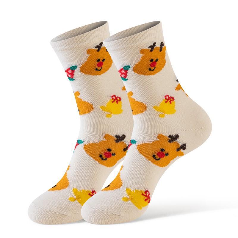Women's Autumn and Winter Trend Comfortable Breathable Christmas Preppy Style Tube Socks