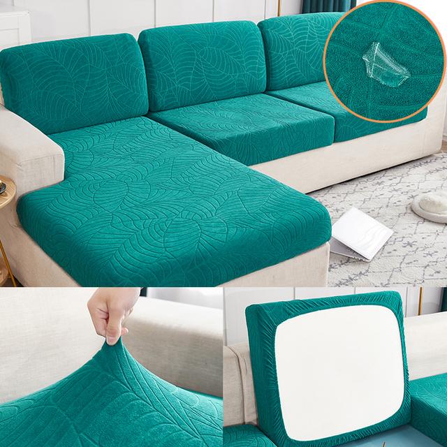 Jacquard High Quality Sofa Seat Cushion Cover Furniture Protector For Pets Kids Stretch Washable Removable Solid Color Slipcover