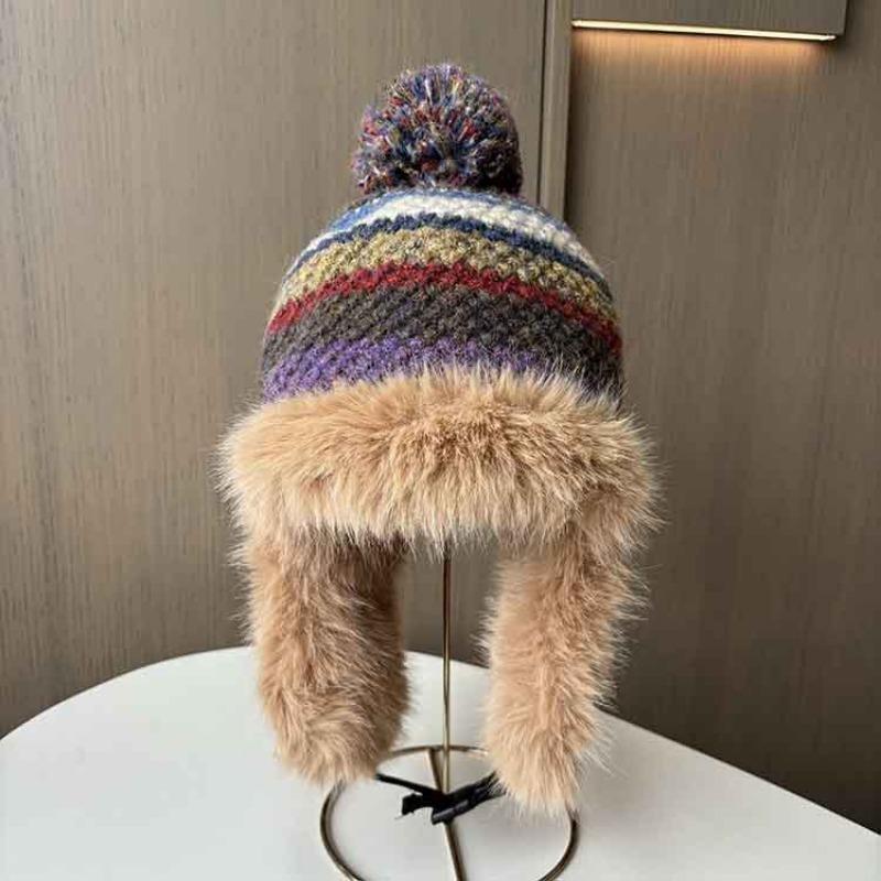 Women S Cute Plush Winter Warm Knit Scarf Retro Colorful Striped Neck Scarf