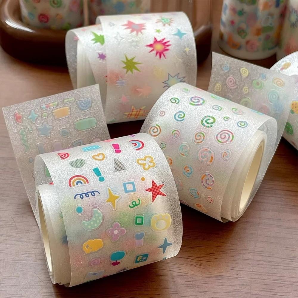 Mushroom Pattern PET Sticker Tapes Basic Material Removable Stationery Stickers Waterproof DIY Graffiti Star Decor Stickers