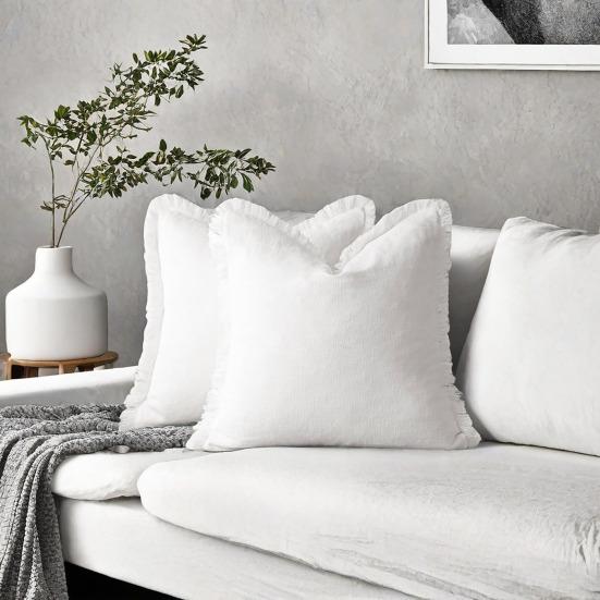 Povlak na polštář s krátkým třásňovým lemem čtvercový bohémský styl dekorace na kancelářskou pohovku