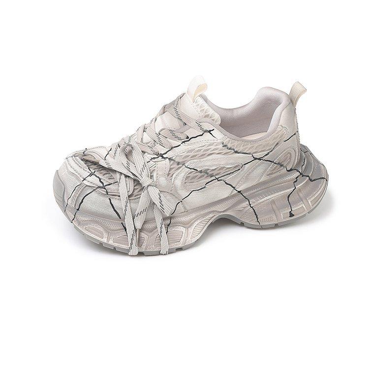 

European station ins mesh breathable dad shoes women s 2025 new autumn thick-soled old casual sports shoes 40