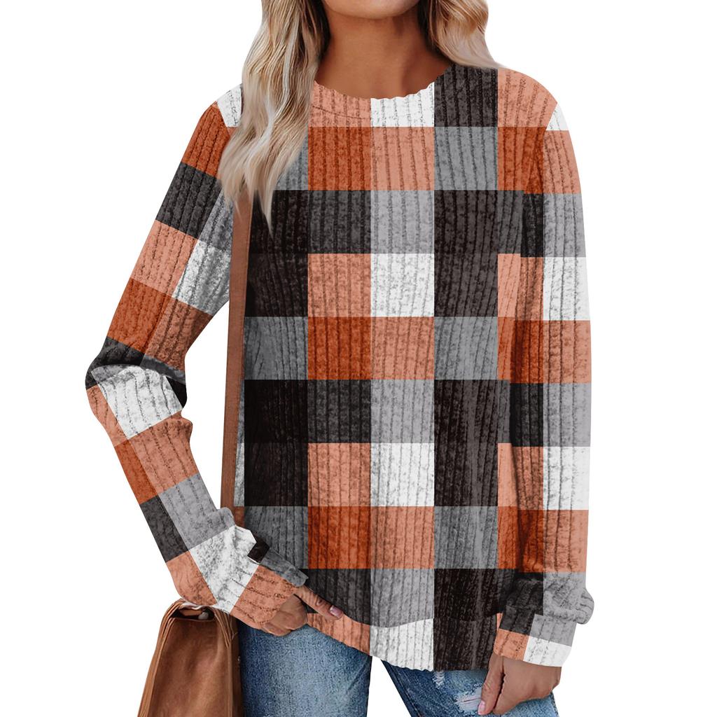 Women's Printed Lightweight Brushed-Cotton Round Neck Top