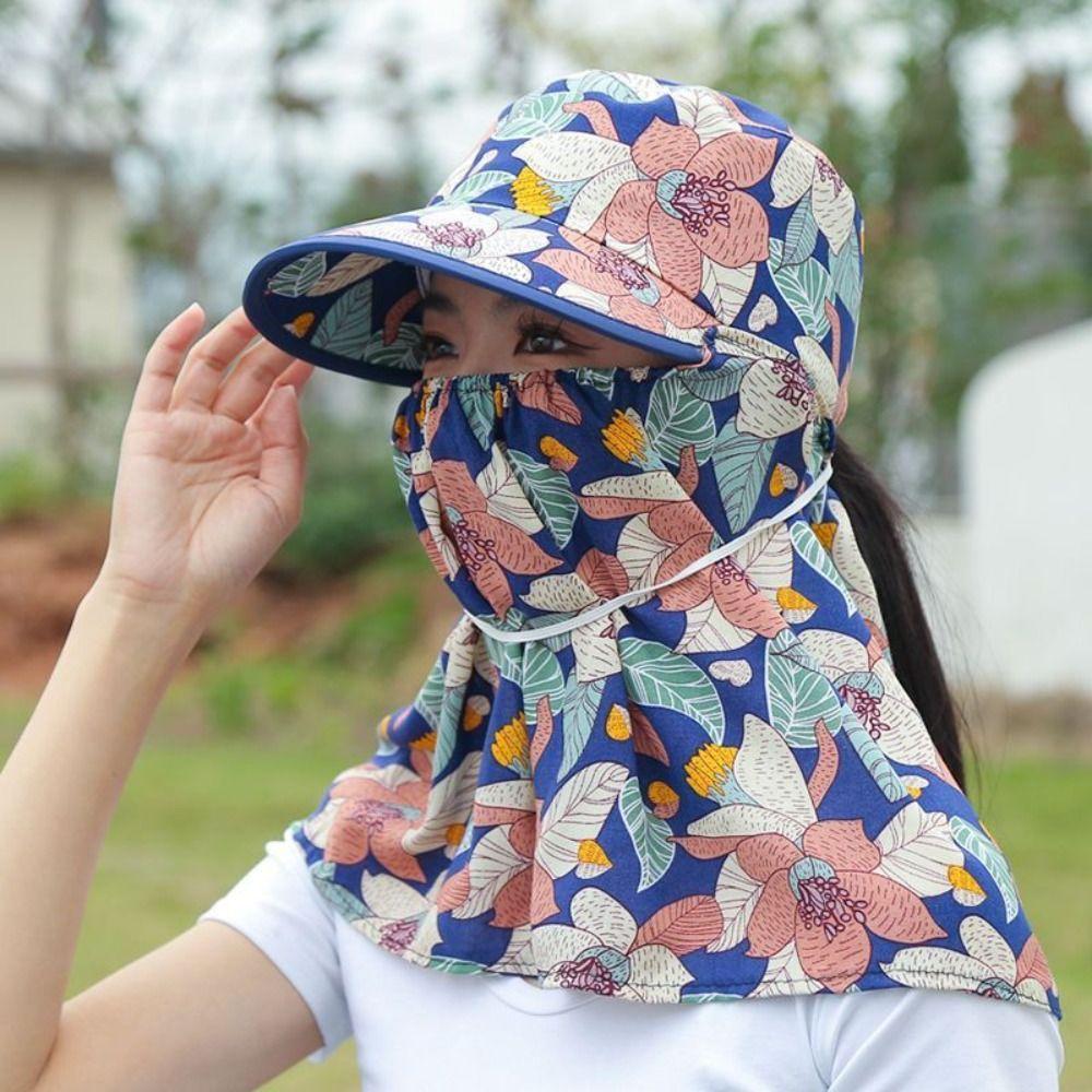 Wide Brim Tea Picking Cap Anti-UV Sunscreen Hat Fashion Women's Ponytail Hat  Outdoor