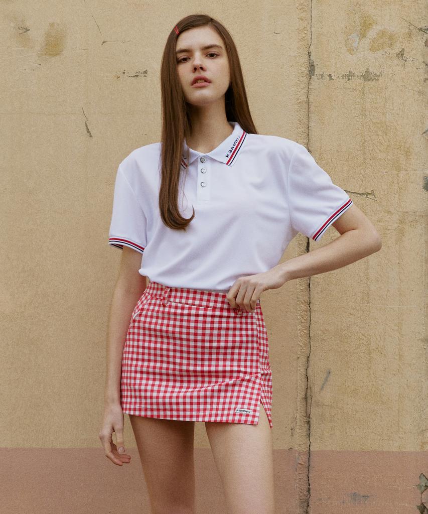 KANDINI Red Check Set-Up Skirt