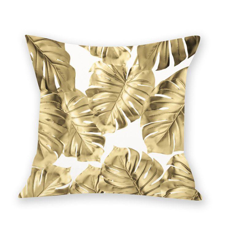 Printed Imitation Gold-pinning Plush Creative Leaf Pillowcase Style Pillow Waist Sofa Decoration