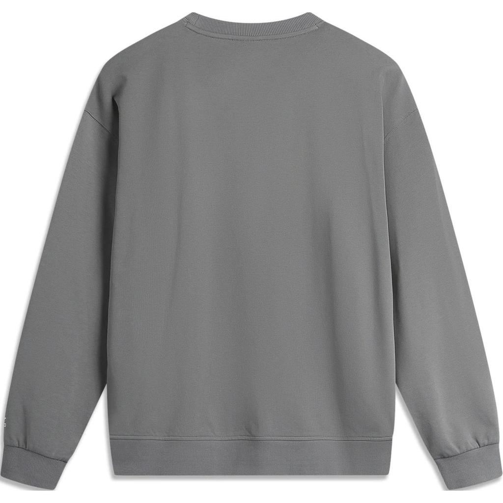 Li Ning Sports Fashion Series Comfortable Casual Letter Print Loose Round Neck Sweatshirt Unisex sweatshirt Asphalt-Gray AWDUE93-4