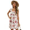 Amazon Independent Station Cross-border Foreign Trade Summer European and American Printed Short Skirt Lotus Leaf Sling Dress Women