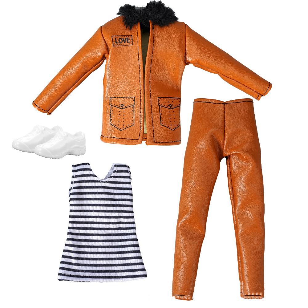 

Multicolor Doll Clothes PU Leather Doll Sport Suit High Quality Mini Male Jackets Pants Gift помаранчевий
