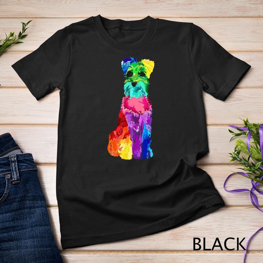 

Dog Lover Gifts Mini Schnauzer Colorful Miniature Schnauzer Unisex T-shirt M